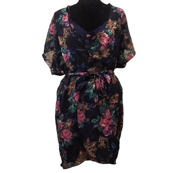 VINTAGE Intimate Moods Floral Slip Dress & Robe Set - Picture 2 of 7